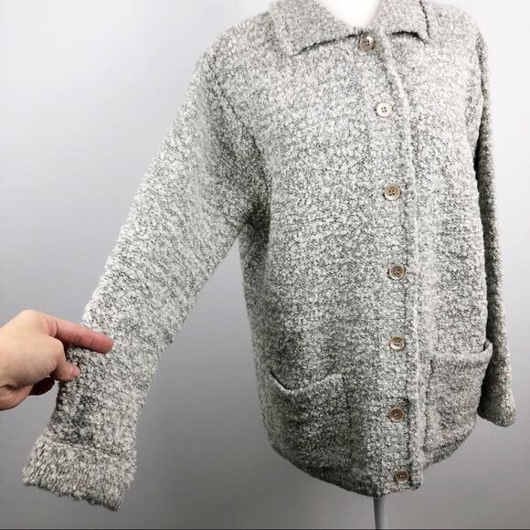 Le Moda Gray Wool Blend Button Up Coat Large - Picture 8 of 16